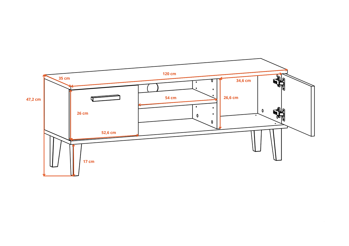 TV-MÖBEL Denver Weiß - Weiß, Holzwerkstoff (35/47/120cm) - Petits-meubles