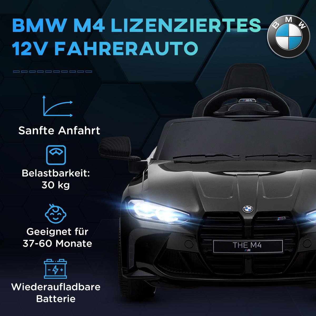 KINDER Elektroauto 12V Kinderfahrzeug mit 2,4G-Fernbedienung, 3-5 km/h, Schwarz - Schwarz, Metall (108/69.5/51cm) - AIYAPLAY
