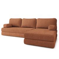 ECKSOFA LEA modulares Boneless Sofa mit Schlaffunktion Orange Boucle-Stoff - Orange, Textil (270/160cm) - MASSENO