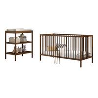 BABYZIMMER SET Keira mit Baby-/Juniorbett Wickelkommode Buche nussbaum - Weiß, Holz (84/76/144cm) - 58aufmkessel