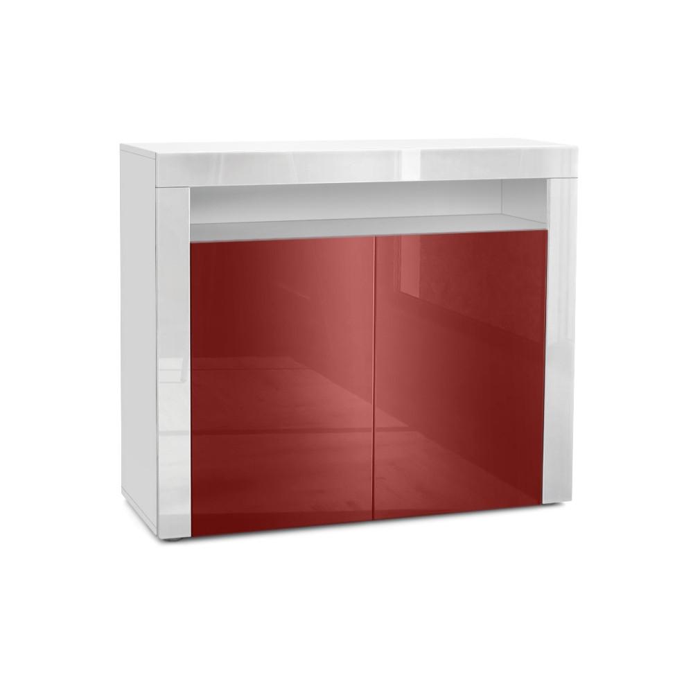 KOMMODE Valencia Bordeaux Hochglanz / Weiß Hochglanz - Bordeaux/Weiß, Holzwerkstoff (108/92/40cm) - Vladon