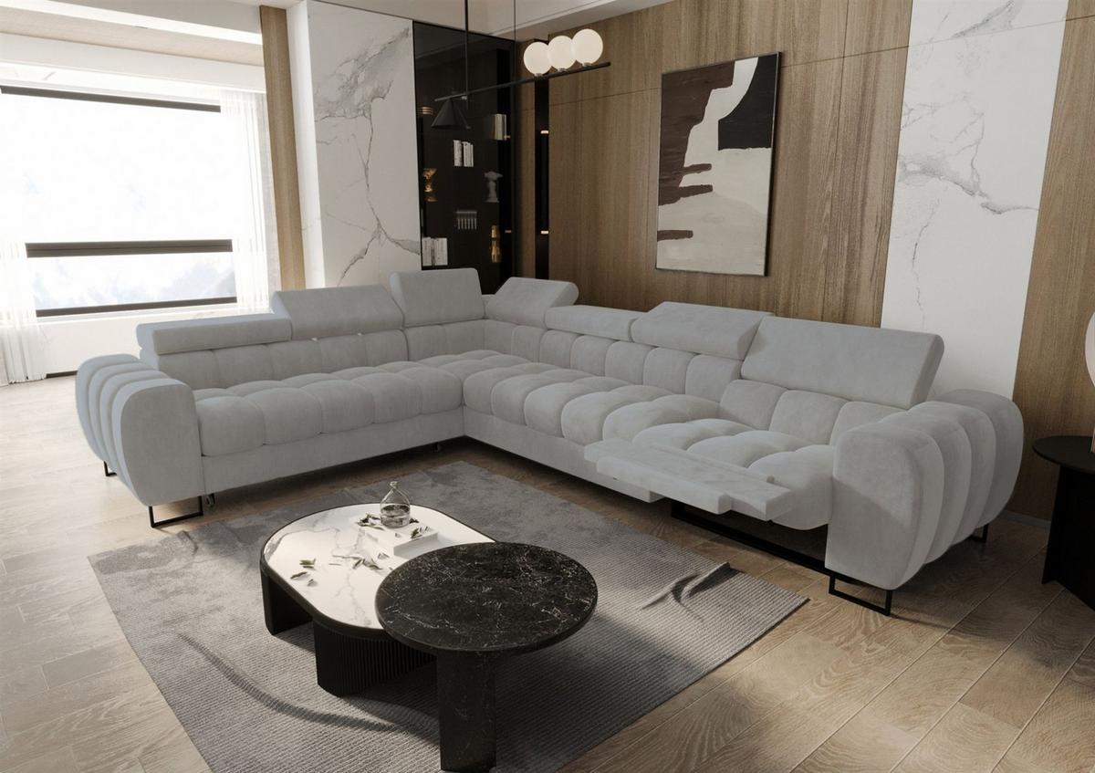 ECKSOFA Bastien Relax - Hellgrau, Holzwerkstoff/Textil (260/330cm) - Fun Möbel