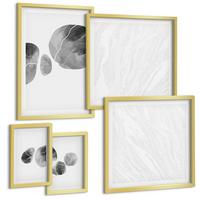 BILDER SET 5er Set - 50x50 cm & 20x30 cm & 40x60 cm Goldrahmen - Abstrakte Kunst, Farbspritzer - Goldfarben, Kunststoff (40/60cm) - TULUP