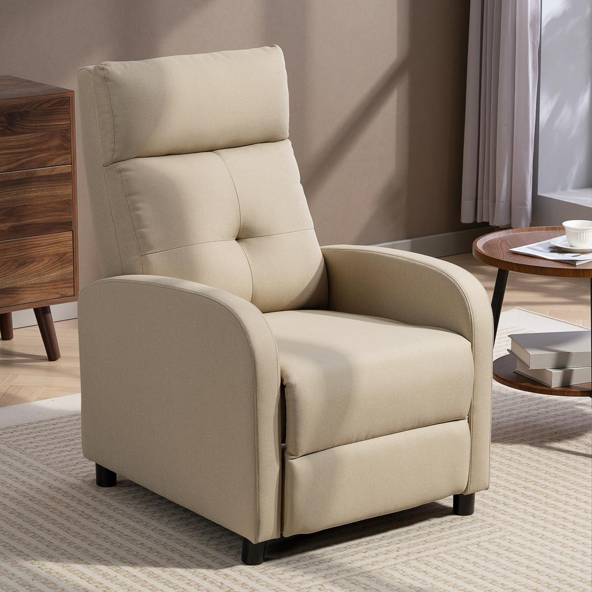 RELAXSESSEL Polyester Beige - Beige, Textil (67/98/87cm) - HOMCOM