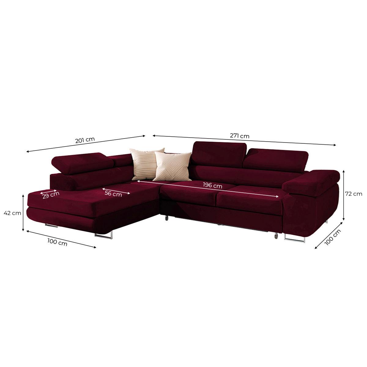 ECKSOFA Wilson 4 Sitzplätze Bordeaux - Rot, Textil (271/201cm) - Petits-meubles