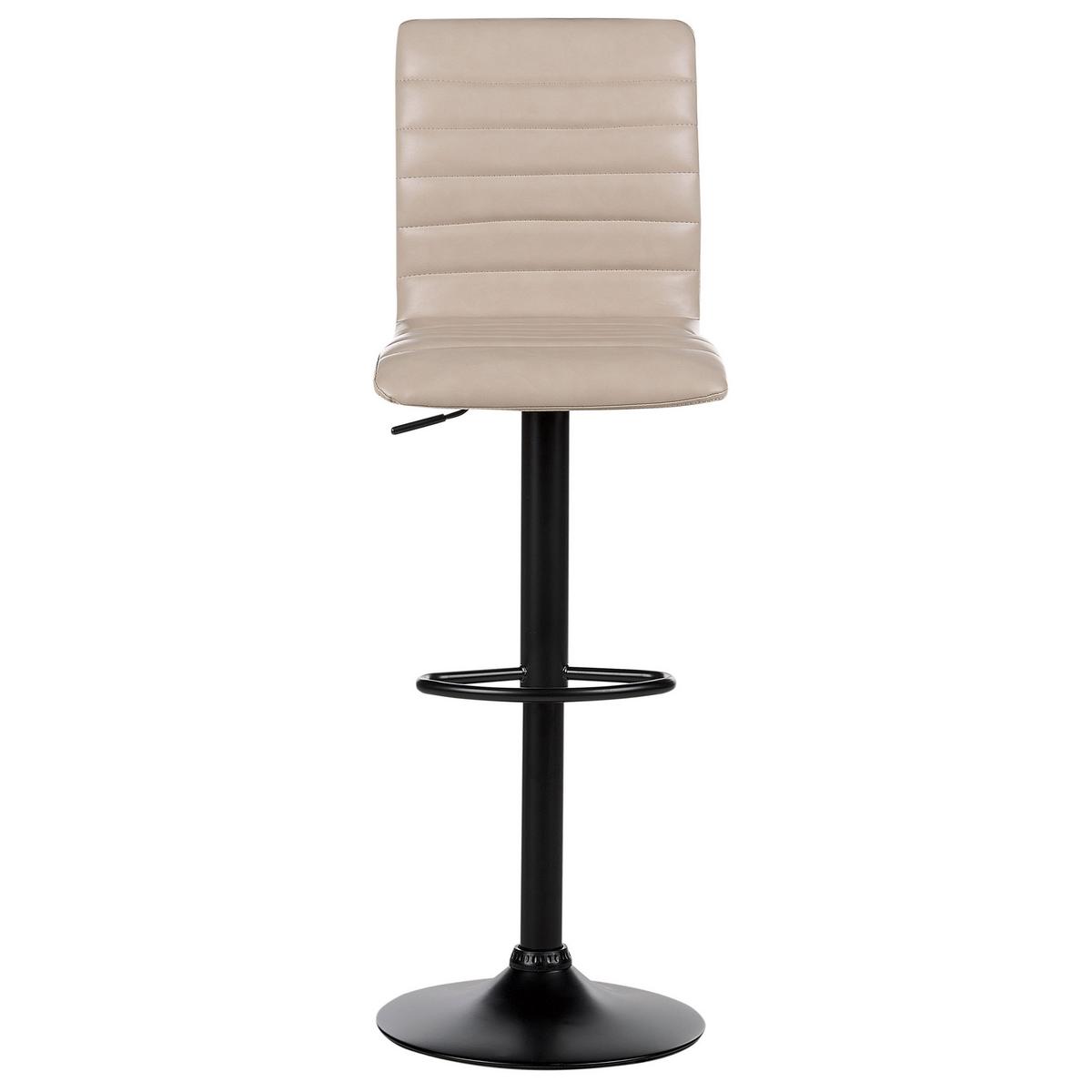 BARHOCKER 2er-Set Kunstleder hellbeige/schwarz höhenverstellbar Lucerne - Beige/Schwarz, Kunststoff (39/69/49cm) - Beliani
