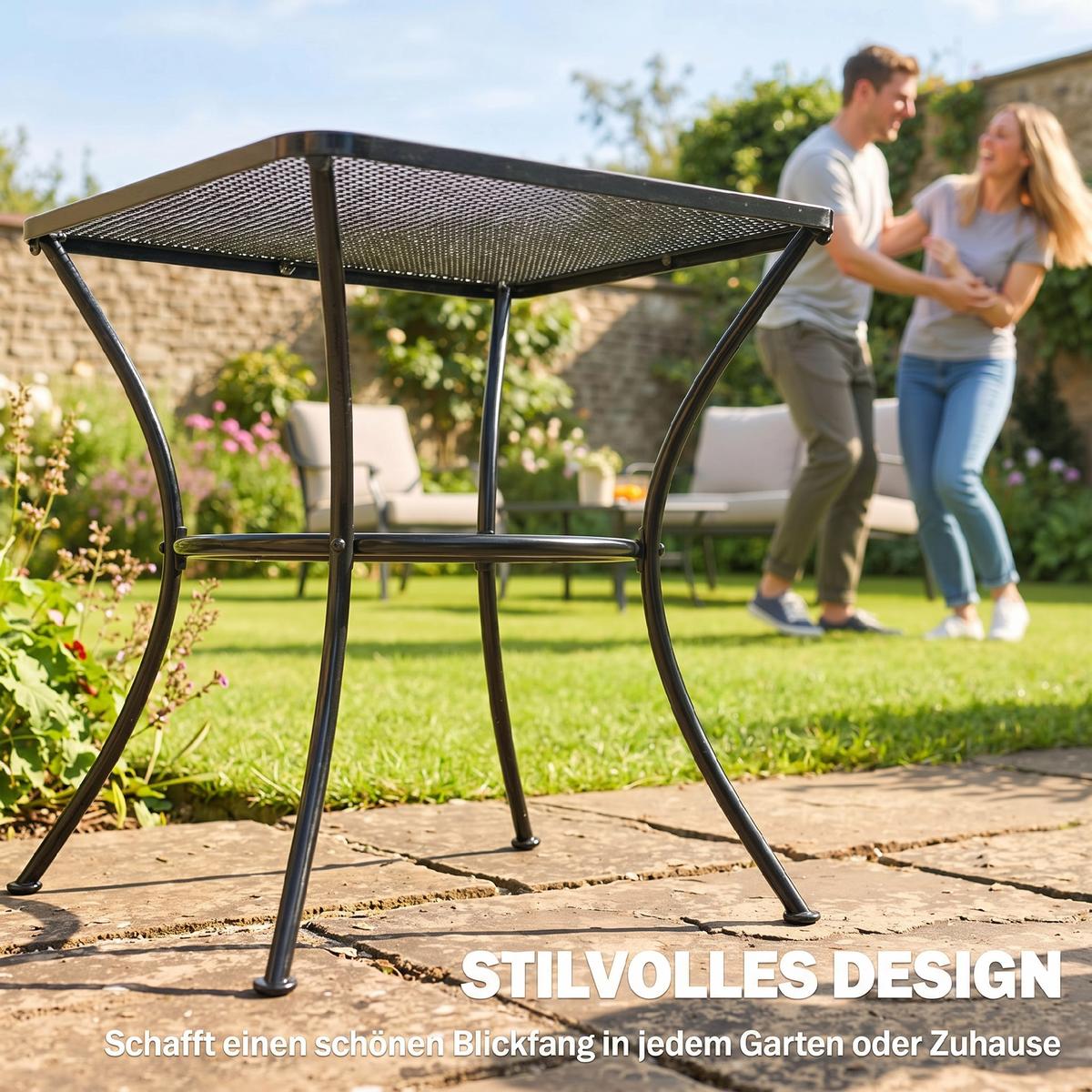 GARTEN BEISTELLTISCH, Schwarz, Metall - Schwarz, Metall (45/45/50cm) - Outsunny