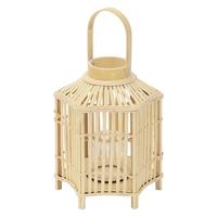 BAMBUS LATERNE H: 45 cm Holzfarbe Boho Stil - Naturfarben, Holz (25/45/25cm)