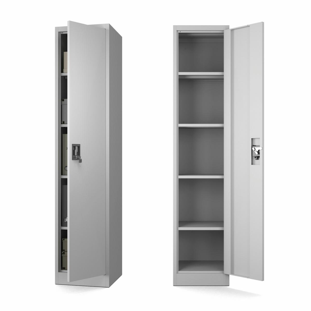 AKTENSCHRANK mit 4 Einlegeböden Hellgrau Stahl 40x185x45cm - Hellgrau, Metall (40/185/45cm) - Muralo