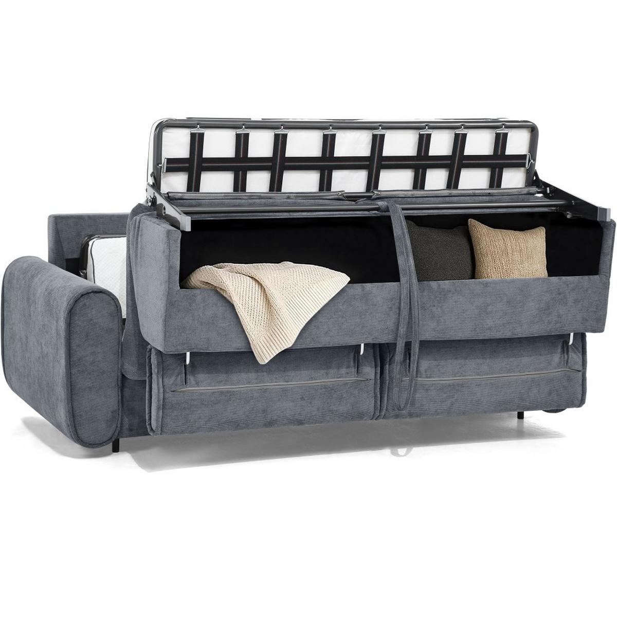 SCHLAFSOFA Pavarti mit italienischem Gestell, 180x195, Dunkelgrau - Dunkelgrau/Schwarz, Holzwerkstoff/Textil (234/88/100cm) - Beautysofa