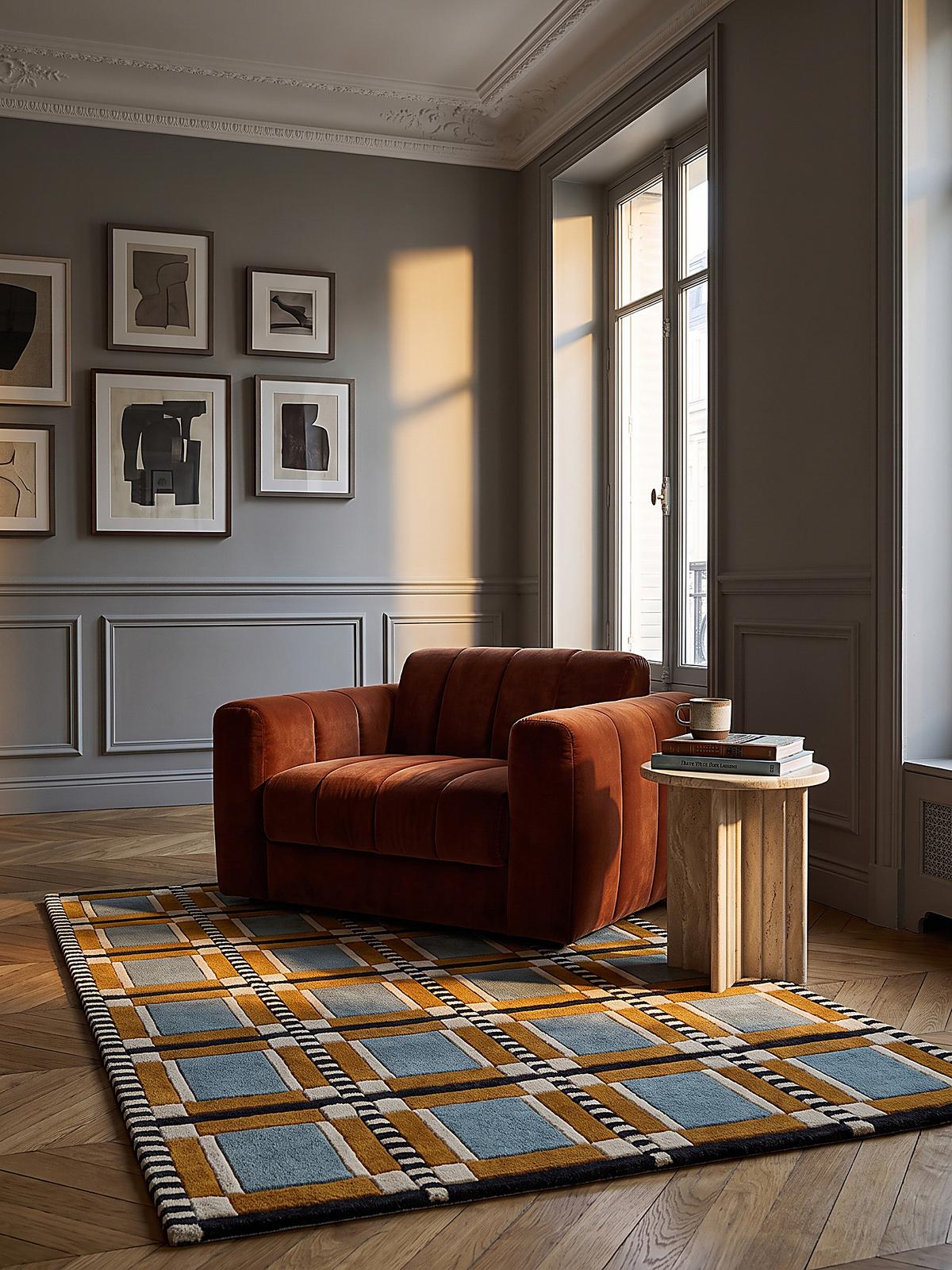 TEPPICH aus Wolle, handgetuftet, ORRIN, in Multi, Fensterkaro-Raster, 140 x 200 cm - Multicolor, Textil (140/200cm) - KADIMA DESIGN