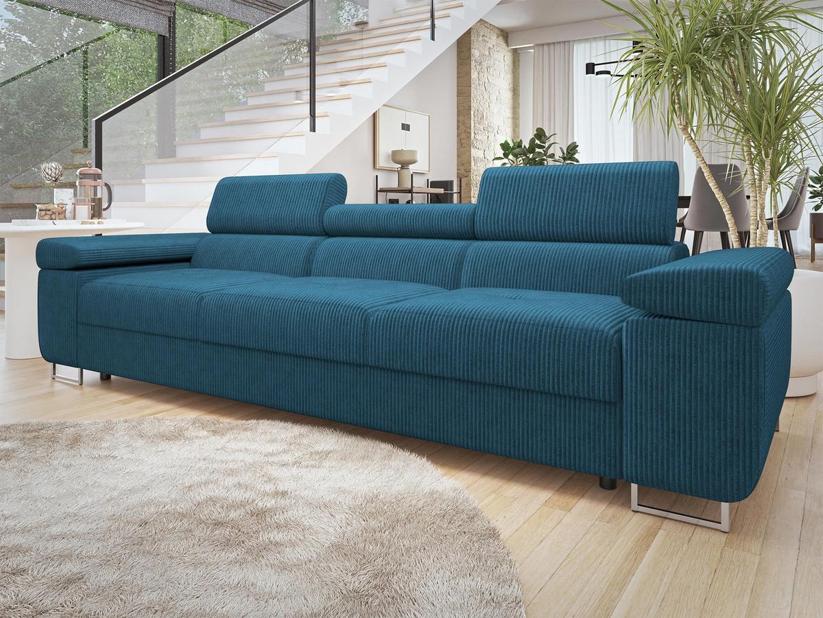 SOFA Torezio 3 Cord - Blau, Holz/Textil (263/90/102cm) - MIRJAN24