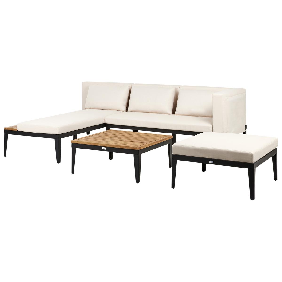 LOUNGE-SET 3-Sitzer Beige Bracciano - Hellbraun/Beige, Holz - Beliani