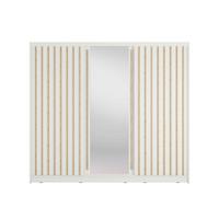 SCHWEBETÜRENSCHRANK VEYDAR 248/215/62cm 3-türig mit Spiegel Weiß - Weiß, Holzwerkstoff (248/215/62cm) - MASSENO