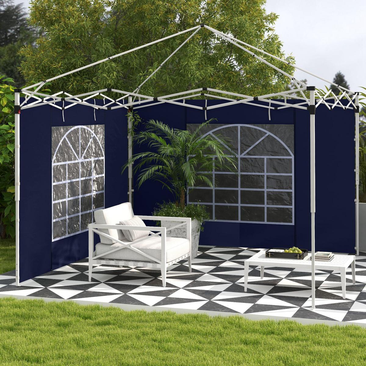 SEITENWÄNDE für 3 x 3/ 3 x 6 m Pavillon, Oxford, Blau - Blau, Kunststoff (1/195/295cm) - Outsunny