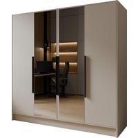KLEIDERSCHRANK Mono Lux mit Speigel, Drehtüren mit Schwarze Metallgriffe, Kaschmir 200/200/51 cm - Kaschmir, Holzwerkstoff (200/200/51cm) - WFL GROUP