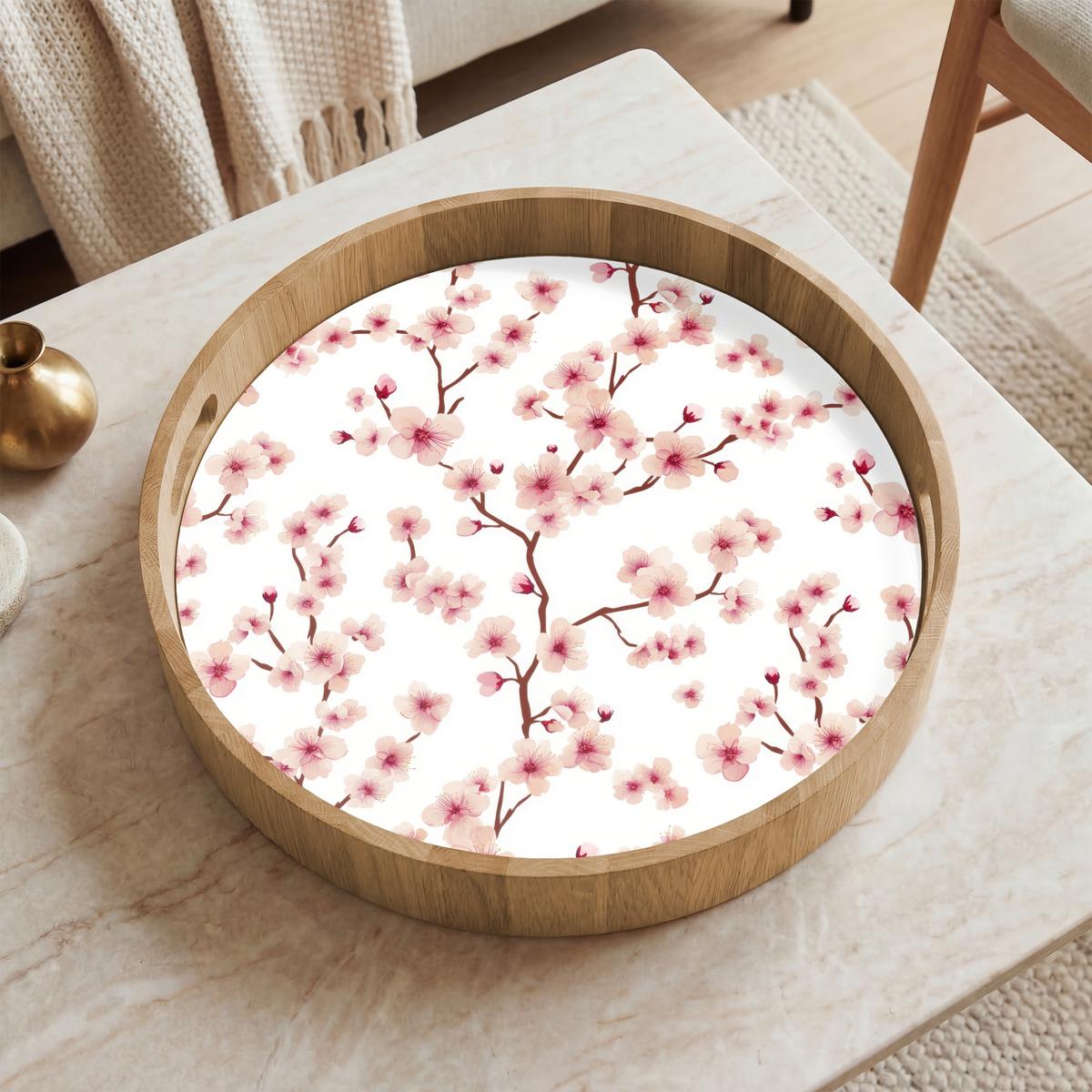 TABLETT Kirschblüte - Zweige - Rosa 40x40 cm - Rosa, Holz (40/5/5cm) - OnlyWow