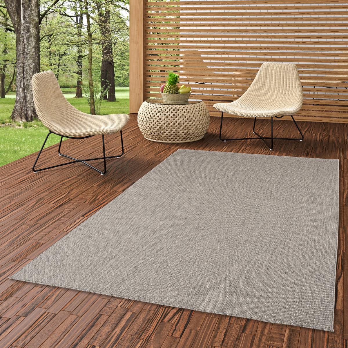 IN & OUTDOOR TEPPICH FLACHGEWEBE VALENCIA MIX - Anthrazit, Textil (140/200cm) - Pergamon