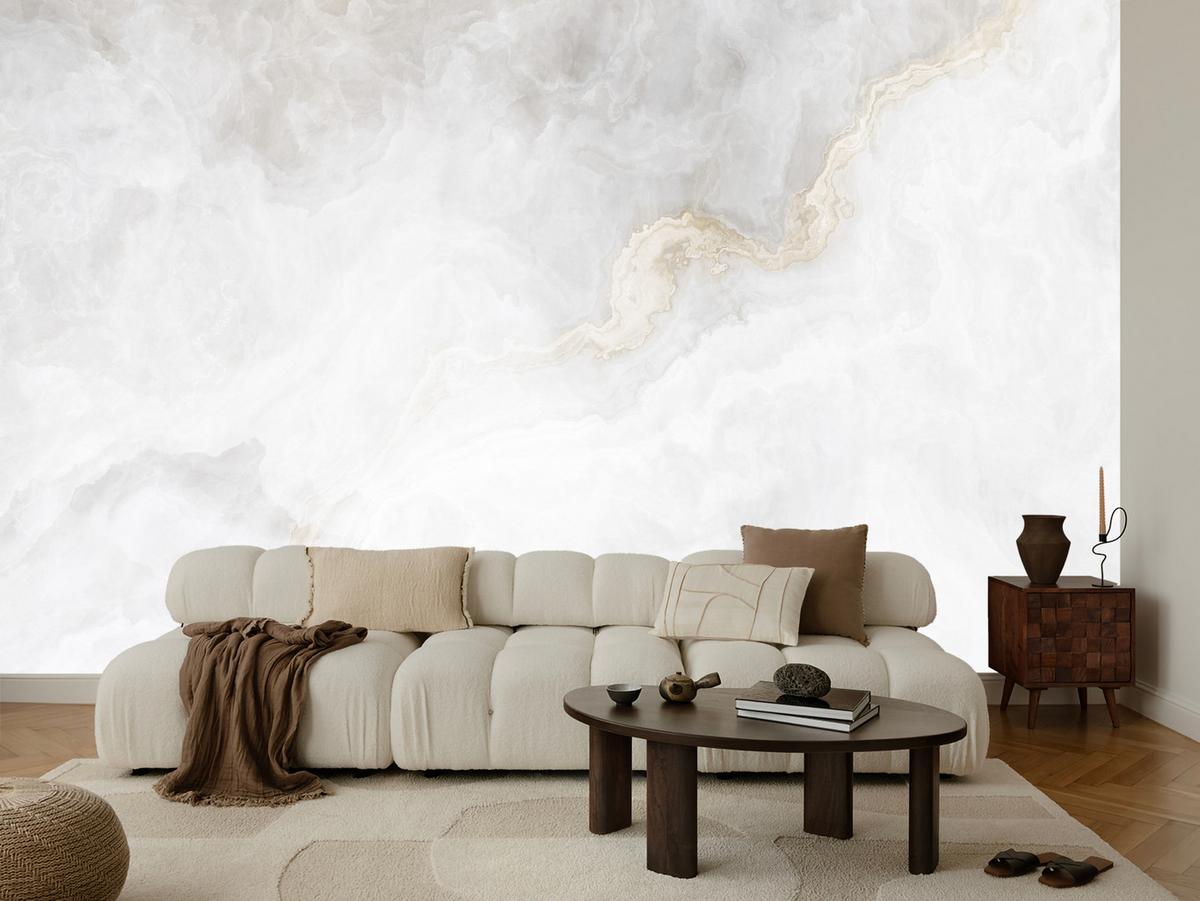 FOTOTAPETE für Wohnzimmer Zarter Heller Marmor Minimalismus 250x175 - Grau, Papier (250/175cm) - Muralo