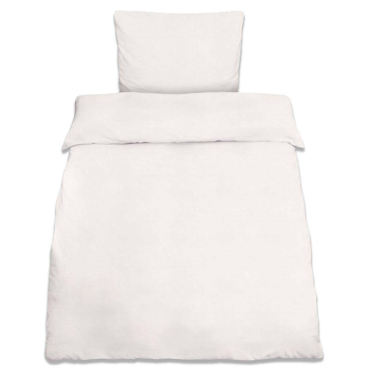 BETTWWÄSCHE Julie 135/200 cm + Kissenbezug 80/80 cm Weiß Renforcé 2er Set - Weiß, Textil (135/200cm)