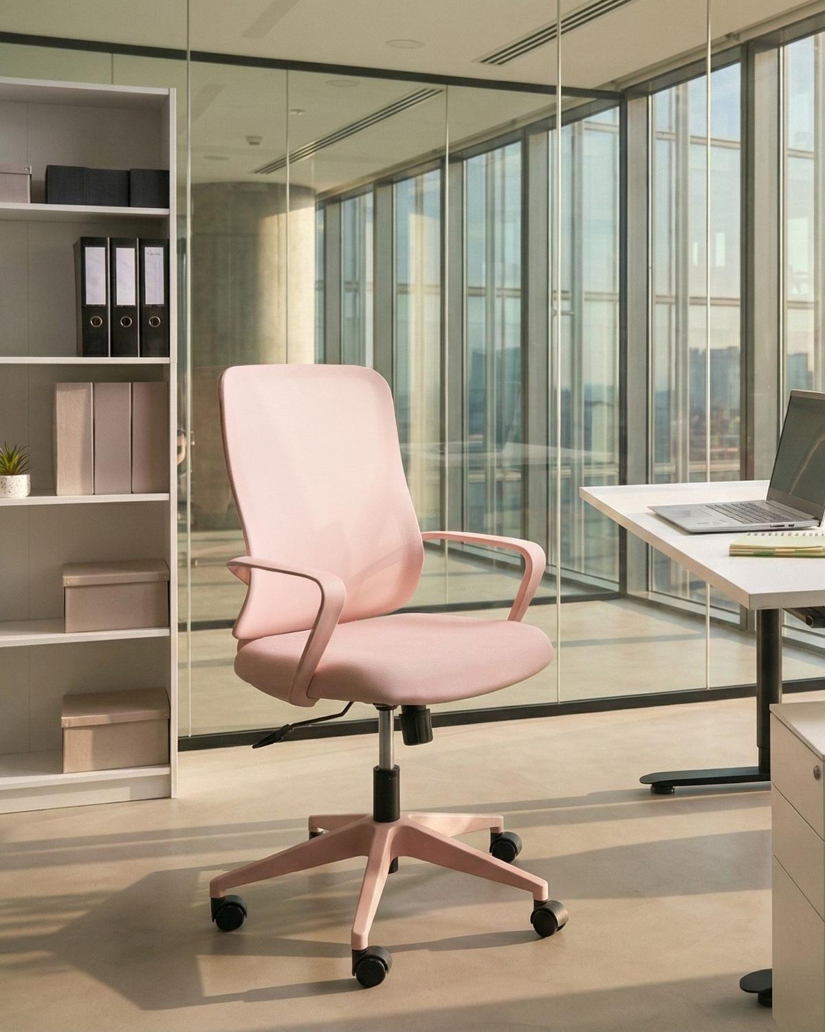 BÜROSTUHL Pastellrosa Luma - Pink, Textil (60/98/60cm) - Beliani