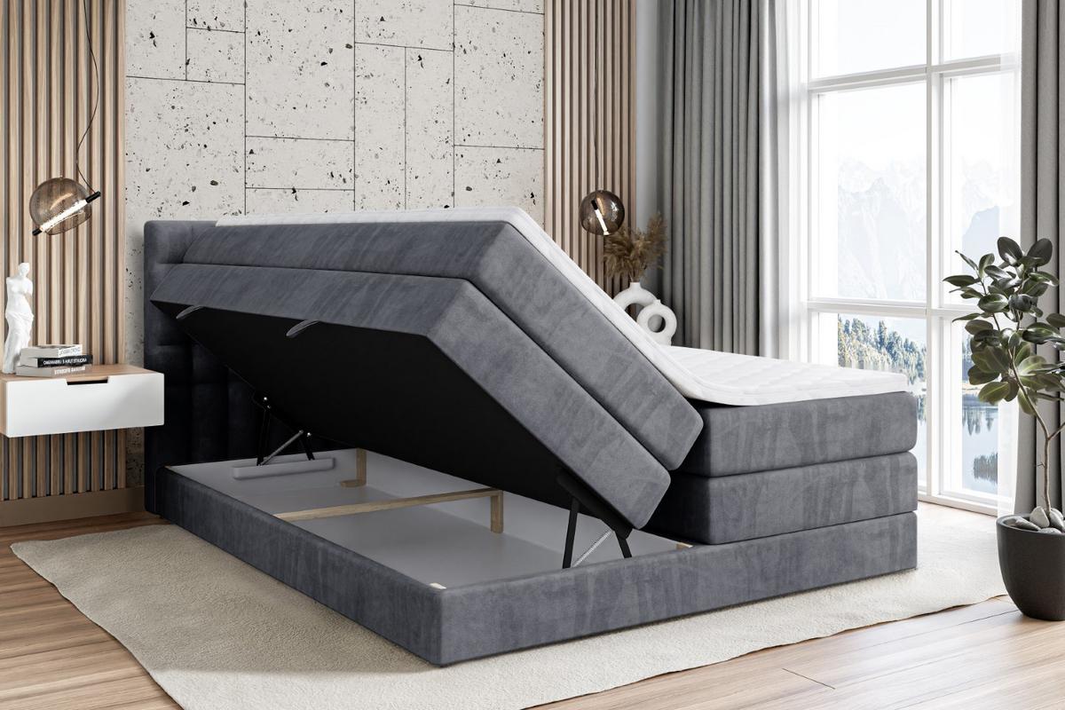 BOXSPRINGBETT VIONE KING - 180 x 200 - H3/H4 - Dunkelgrau - Dunkelgrau, Holzwerkstoff (180/200cm) - ALTDECOR