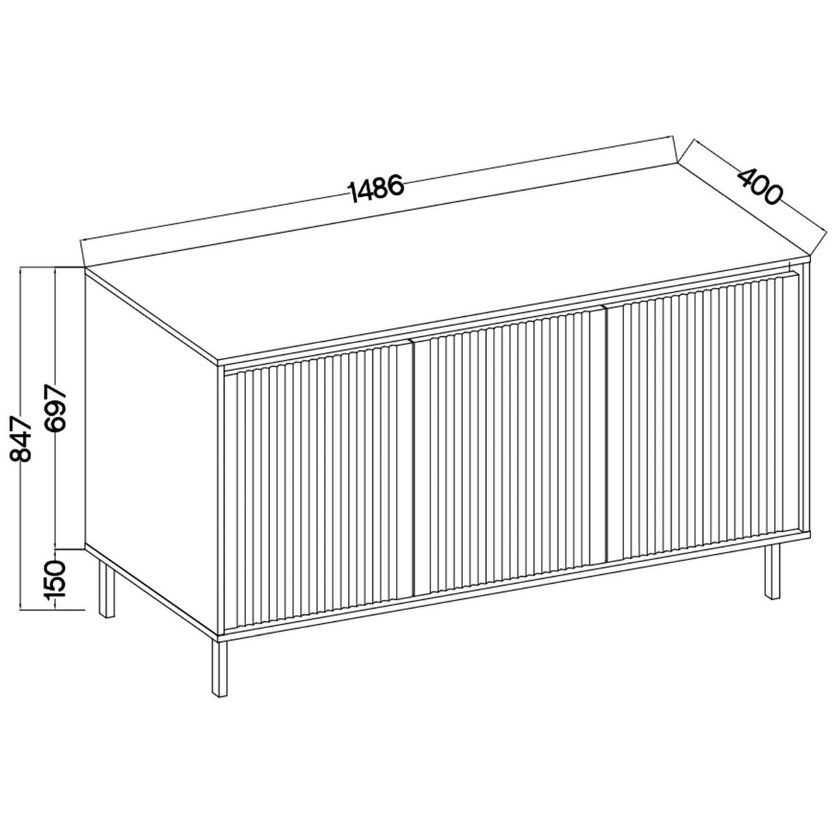 SIDEBOARD Osaka Sandbeige 149 cm - Beige/Schwarz, Holzwerkstoff/Metall (148.6/84.7/40cm) - Selsey
