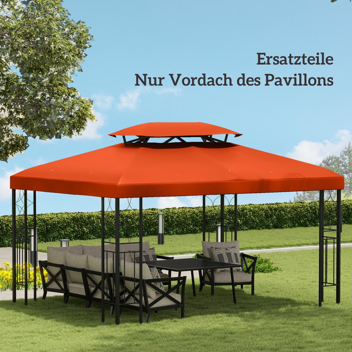 PAVILLONDACH, Polyester, Rostrot - Rot, Kunststoff (400/20/300cm) - Outsunny
