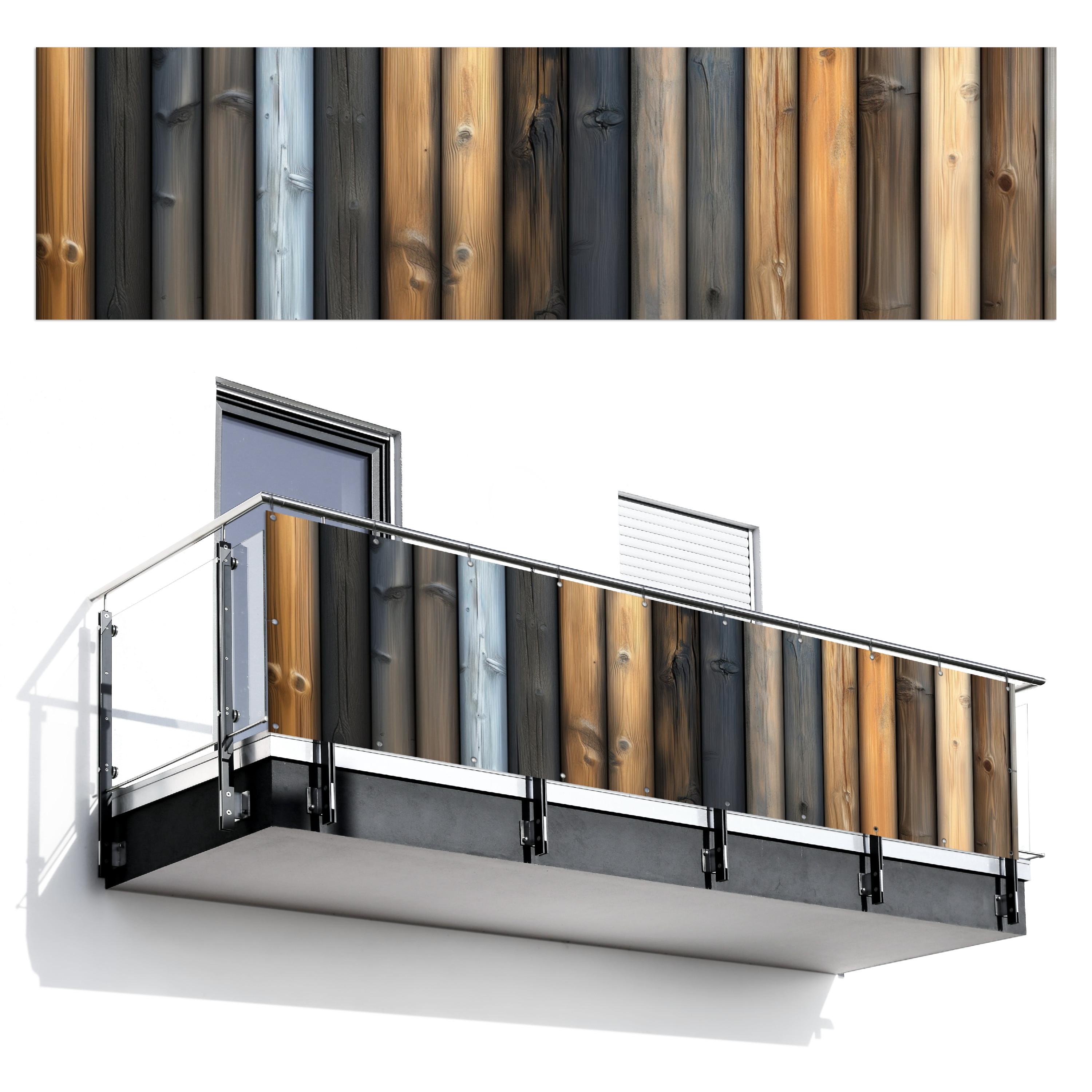 BALKON-SICHTSCHUTZ Holz - Dielen - Gemischt Windschutz 300x85 cm - Teakfarben, Kunststoff (300/85cm) - MuchoWow