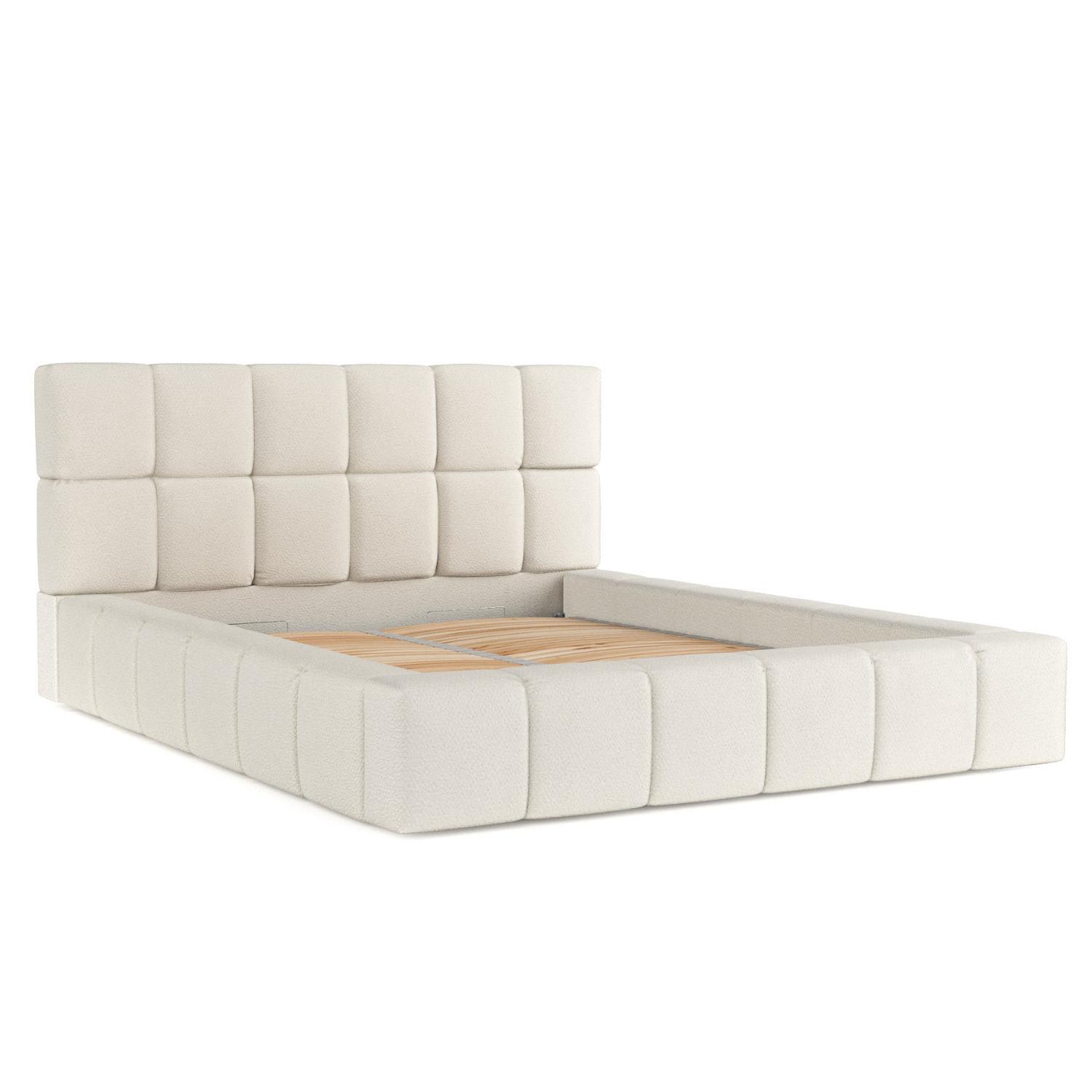 POLSTERBETT Paros mit Stauraum 160/200 cm Weiß im Bubble Stoff - Schwarz/Naturfarben, Holz/Holzwerkstoff (160/200cm) - AltaBeds