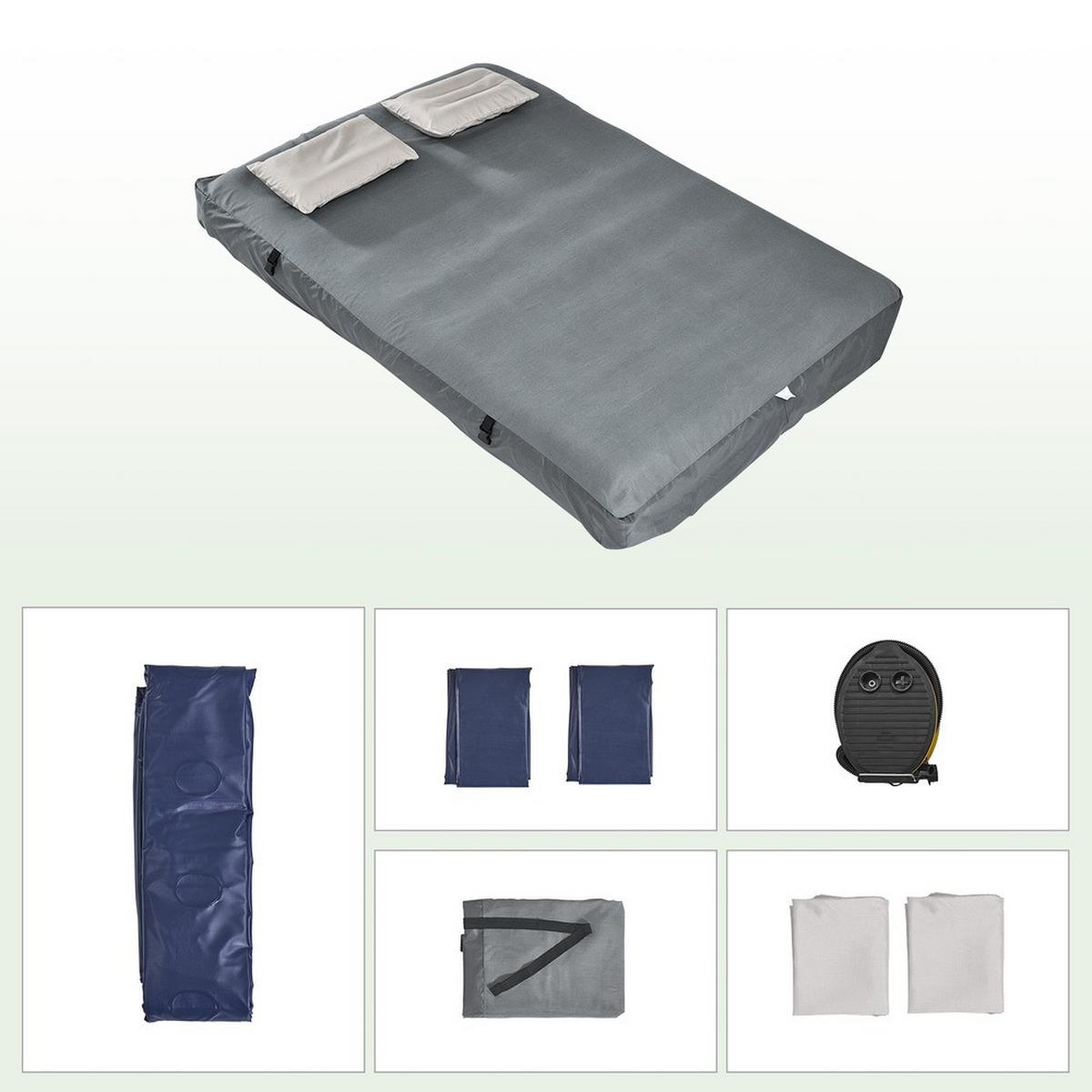 CAMPINGBETT mit Zelt und aufblasbarer Matratze OGS32-II-L-HG-TP - Ahornfarben, Fell/Metall (193/188/145cm) - SoBuy
