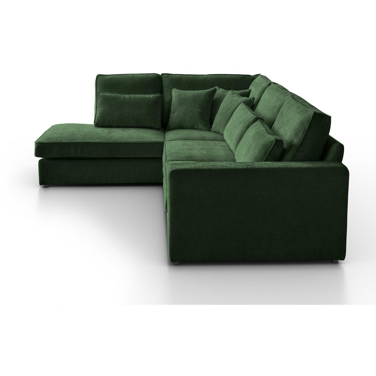 ECKSOFA Parma ohne Schlaffunktion dunkelgrün links - Dunkelgrün/Schwarz, Textil (314/224cm) - Beautysofa