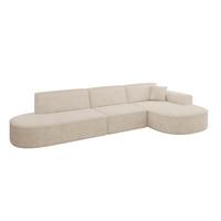 ECKSOFA Ottomane Rechts MARI-L2 - 328x171x79 cm Beige Velours - Beige/Schwarz, Holzwerkstoff/Kunststoff (171/328cm) - ALTDECOR