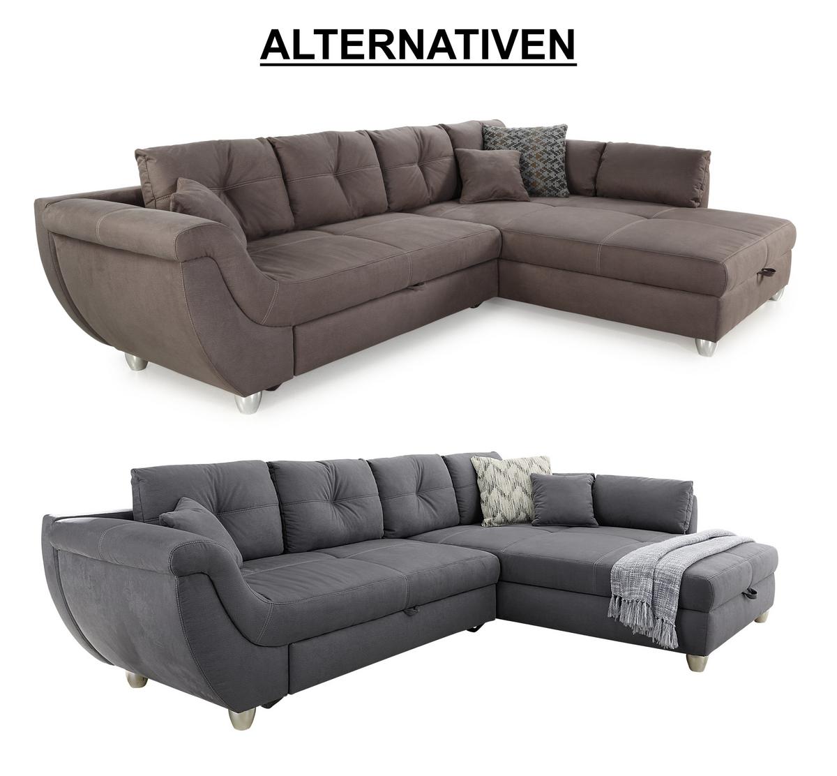 ECKSOFA mit Schlaffunktion und großem Bettkasten, seitenverkehrt montierbar B330/T207/H90 cm, Liegefl. 153x270 cm, Mikrofaser Braun / 15231 - Chromfarben/Braun, Kunststoff/Textil (330/207cm) - luma-home