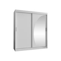 SCHWEBETÜRENSCHRANK Wika 180 cm - Silberfarben/Weiß, Holzwerkstoff/Kunststoff (180/200/62cm) - MIRJAN24