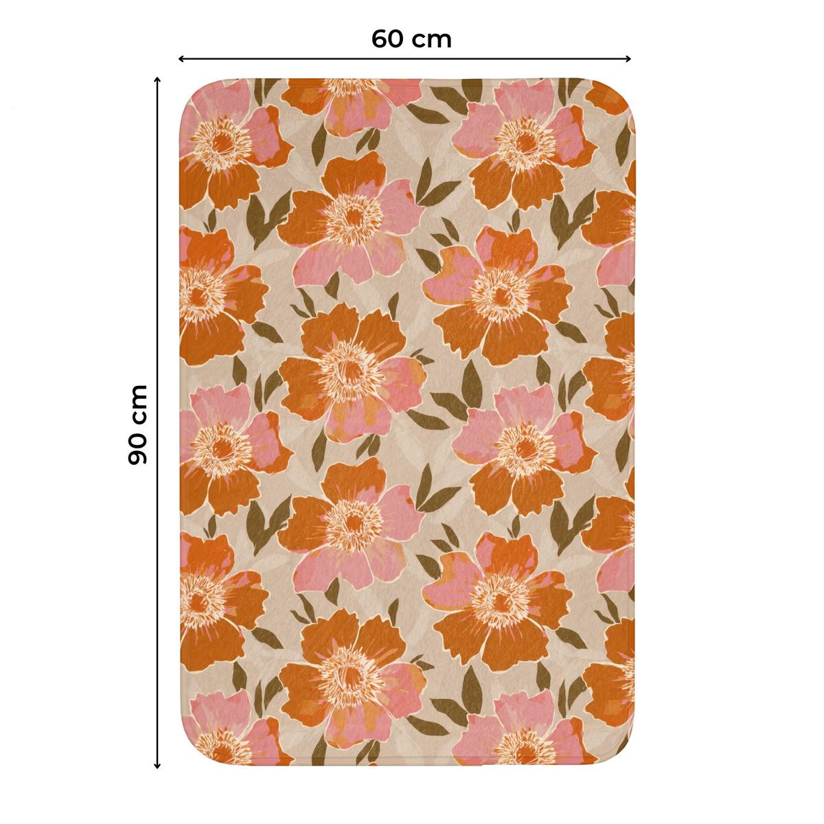 WC-VORLEGER Blumen - Motiv - Retro Toilettenvorleger 60x90 cm - Multicolor, Textil (60/1cm) - OnlyWow