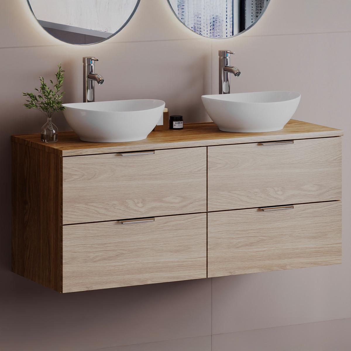 DOPPELWASCHTISCH 120.6cm Astrid Holz - Braun, Holzwerkstoff (120.6/52.2/46.5cm) - Petits-meubles