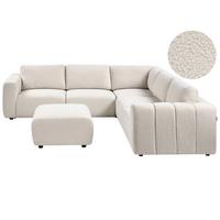 ECKSOFA Modul 5-Sitzer mit Ottomane Bouclé Cremeweiß linksseitig Kivvik - Creme, Textil (287/100cm) - Beliani