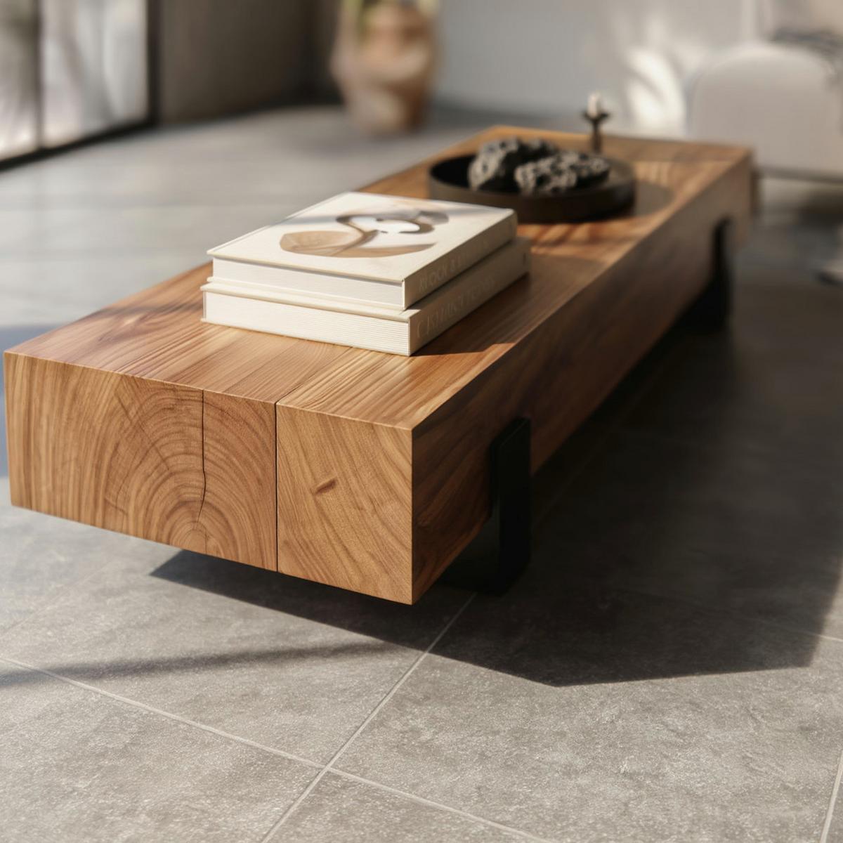 SOFATISCH Massivholz, Handgefertigt, Schutzlackversiegelt, Puristisch Modern, 115x44x22cm - Schwarz/Braun, Holz/Metall (44/115/22cm) - KADIMA DESIGN