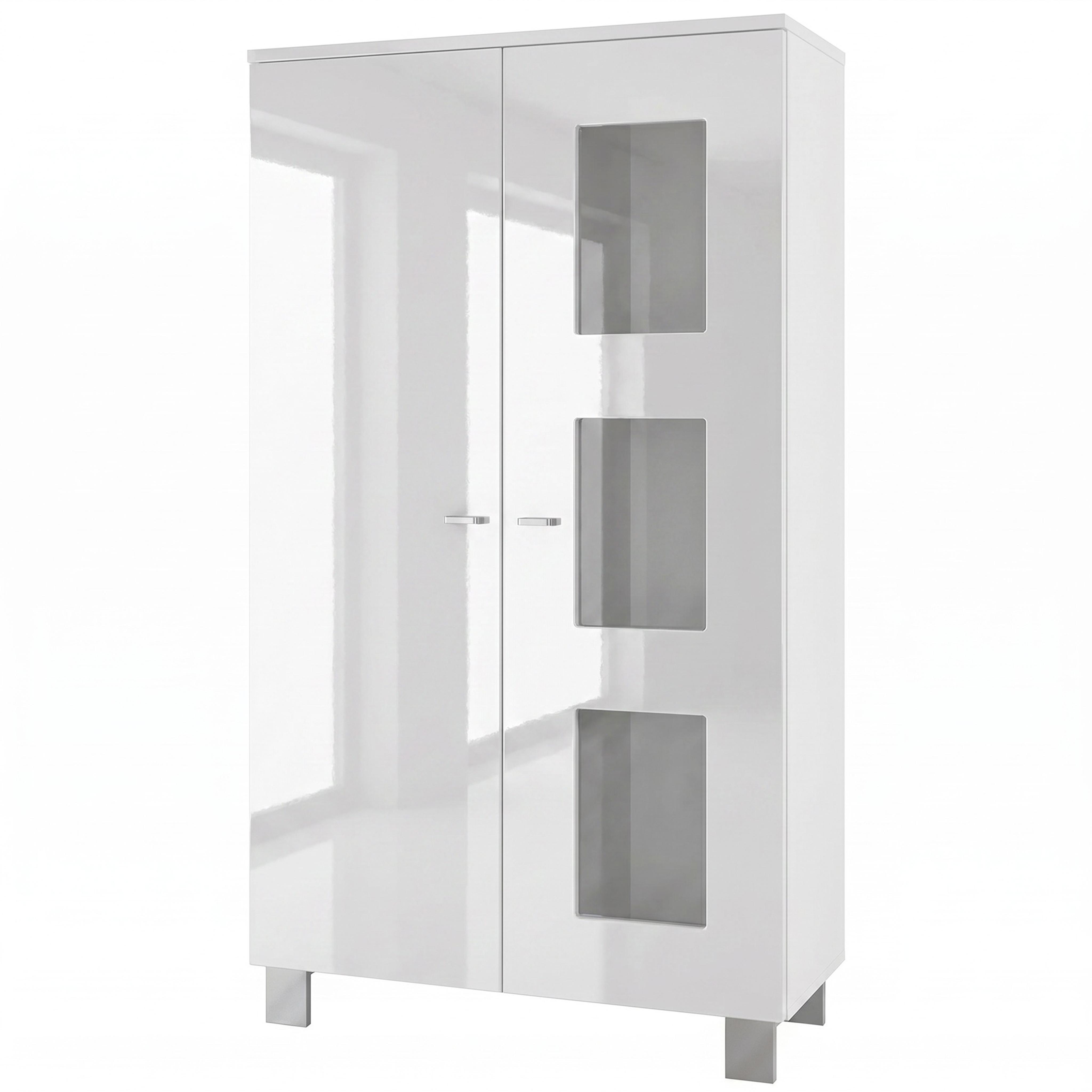 VITRINE Denjo Tür in Weiß Hochglanz - Weiß Hochglanz, Holzwerkstoff (71/129/35cm) - Vladon