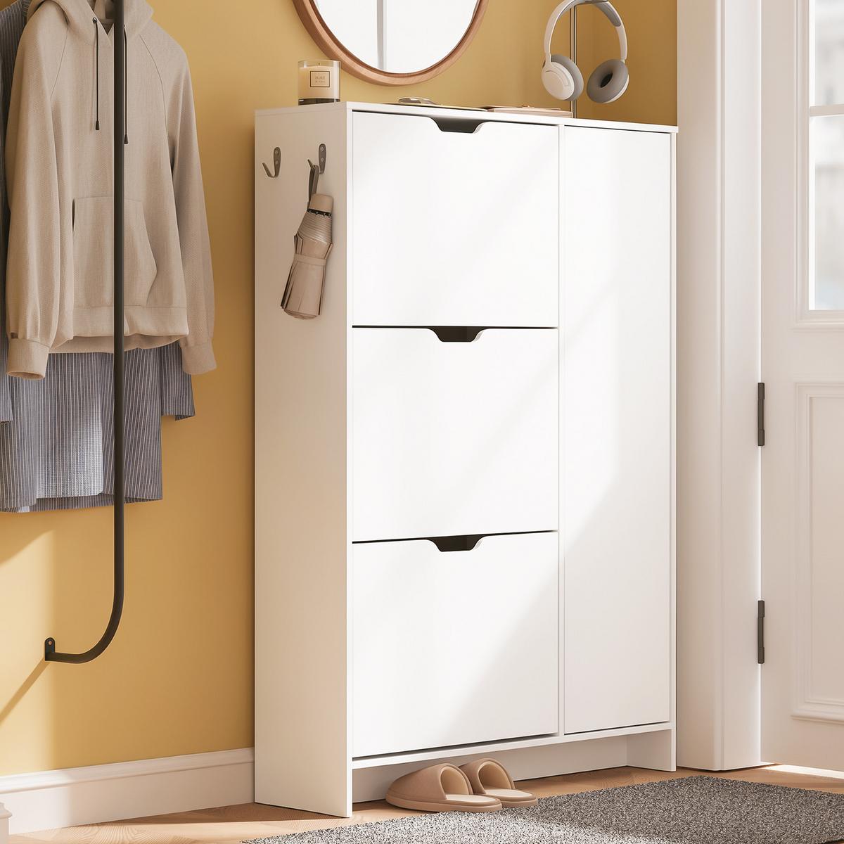 SCHUHSCHRANK mit klappbaren Fächern und Haken FSR220-W - Ahornfarben, Fell (84/121/24cm) - SoBuy