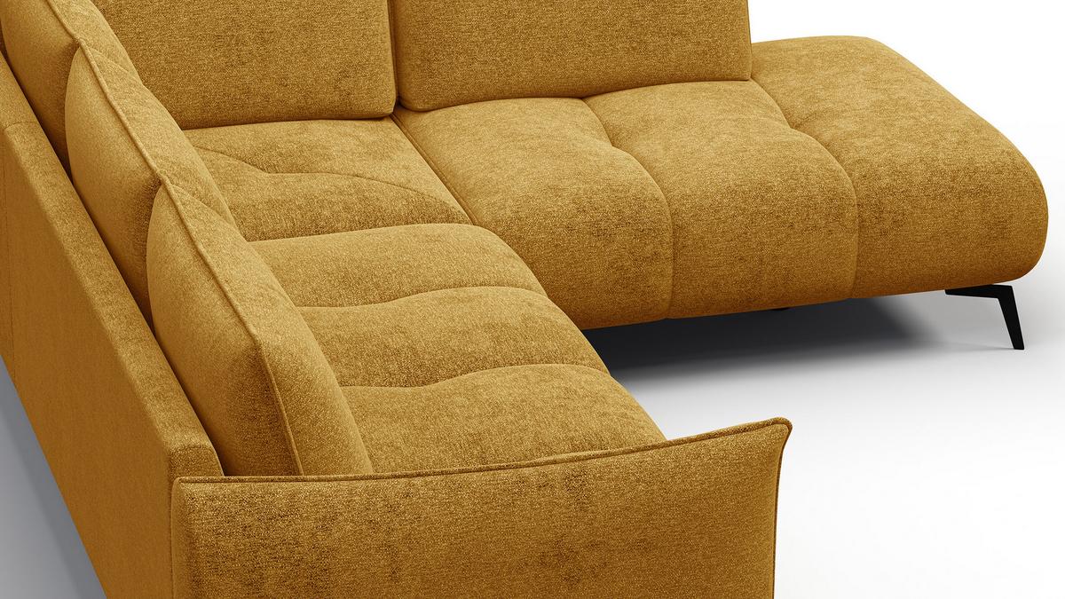 ECKSOFA AERA 5-Sitzer rechts, gelb - Gelb/Schwarz, Holz/Textil (268/206cm) - Wozimo