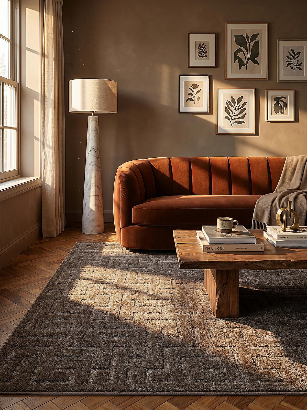 KURZFLORTEPPICH Geometrisch MUOTA Polypropylen Braun 120 x 160 cm - Braun, Textil (120/160cm) - KADIMA DESIGN