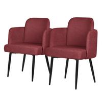 ESSZIMMERSTÜHLE 2er Set Rot mit Stoffbezug Rattan Optik - Rot/Schwarz, Textil/Metall (59/86/59cm) - ML-DESIGN