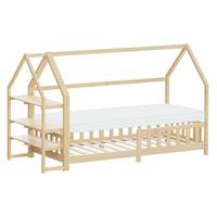 KINDERBETT 90x200 cm mit Matratze & Regal Natur aus Kiefernholz - Naturfarben, Holz (90/200cm) - ML-DESIGN