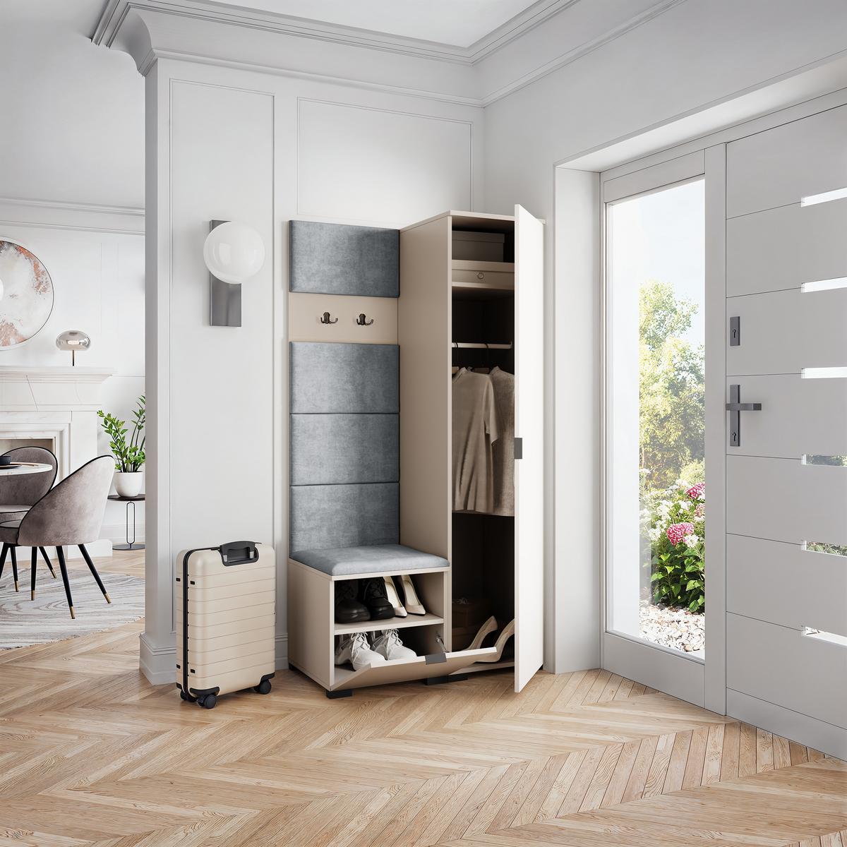 GARDEROBENSCHRANK LORI 95/181/51 cm Modern Kaschmir - Kaschmir/Hellgrau, Holzwerkstoff (95/181/51cm) - MASSENO