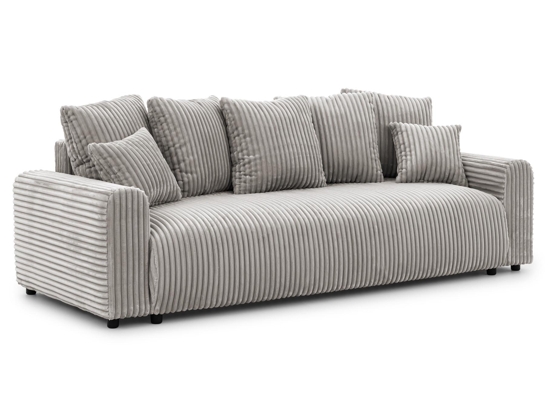 SCHLAFSOFA Calma mit Bettkasten im Bumpy-Design aus weichem Taupe Plüschcord - Taupe/Schwarz, Holz/Kunststoff (239/88/98cm) - S-Style