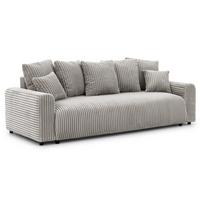 SCHLAFSOFA Calma mit Bettkasten im Bumpy-Design aus weichem Taupe Plüschcord - Taupe/Schwarz, Holz/Kunststoff (239/88/98cm) - S-Style