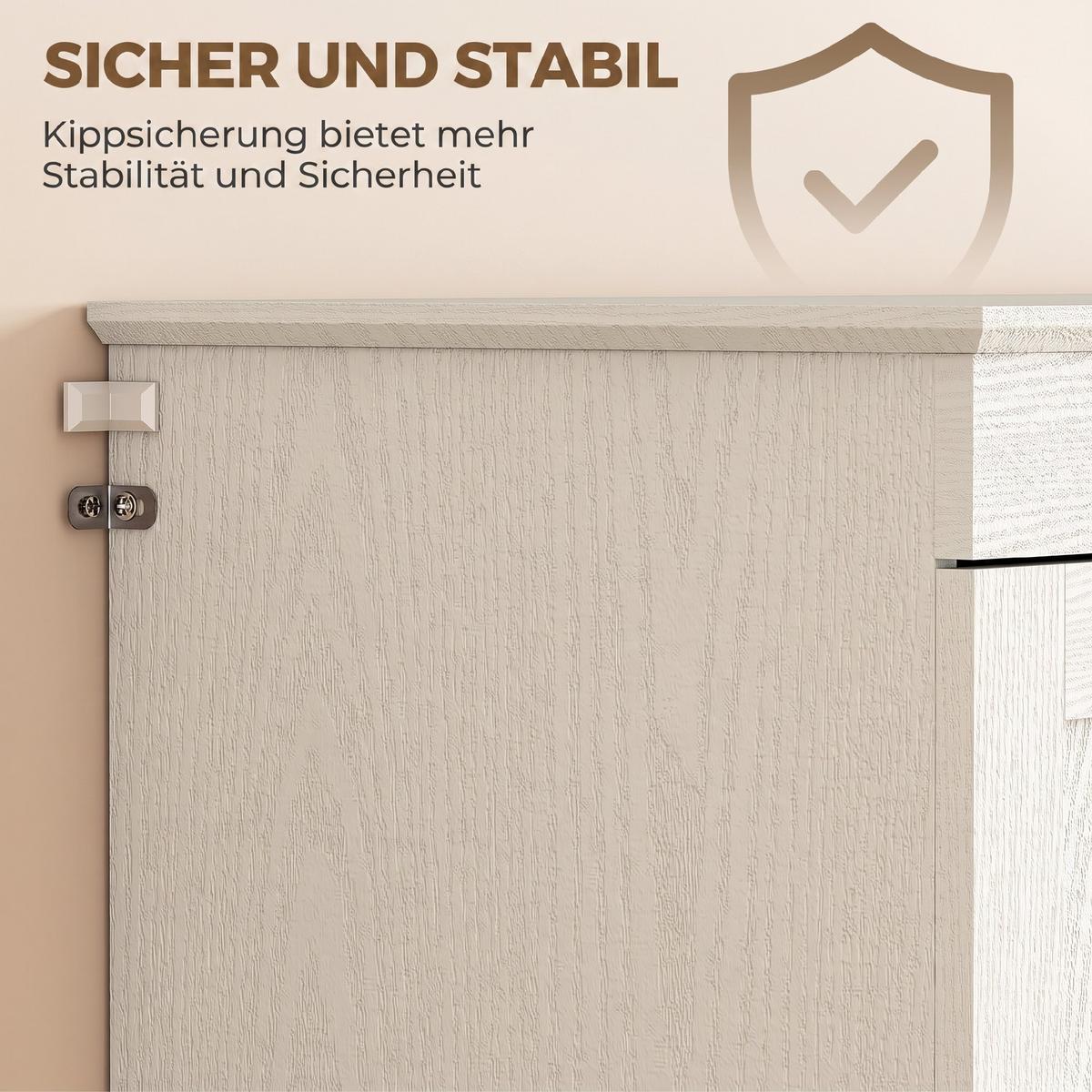 KÜCHENSCHRANK Spanplatte Cremeweiß - Creme/Schwarz, Holzwerkstoff/Kunststoff (39/178/75cm) - HOMCOM