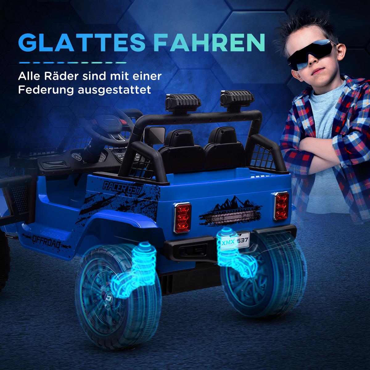 ELEKTRO Kinderauto - Blau, Metall (109/67/68.5cm) - AIYAPLAY